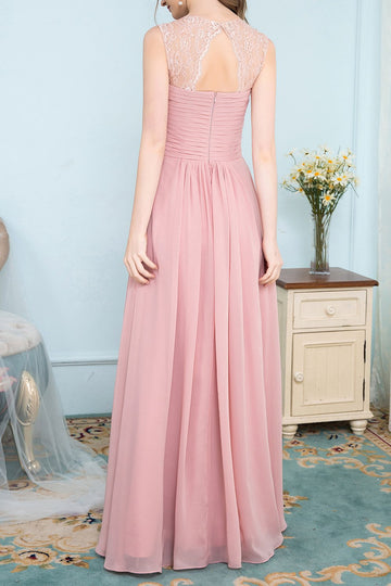 Robe de demoiselle longue en mousseline de soie